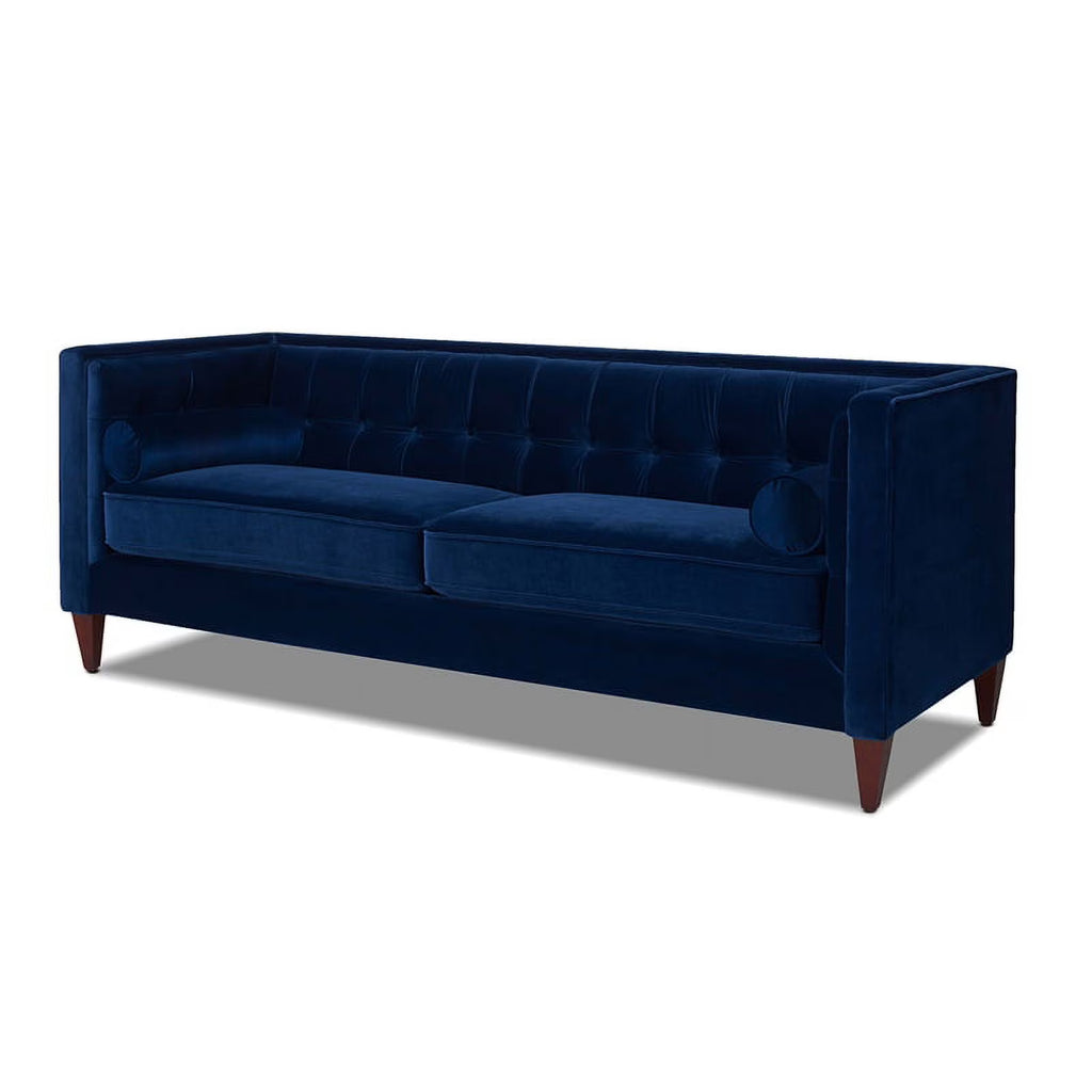 Navy Blue Tufted Tuxedo Sofa I94681