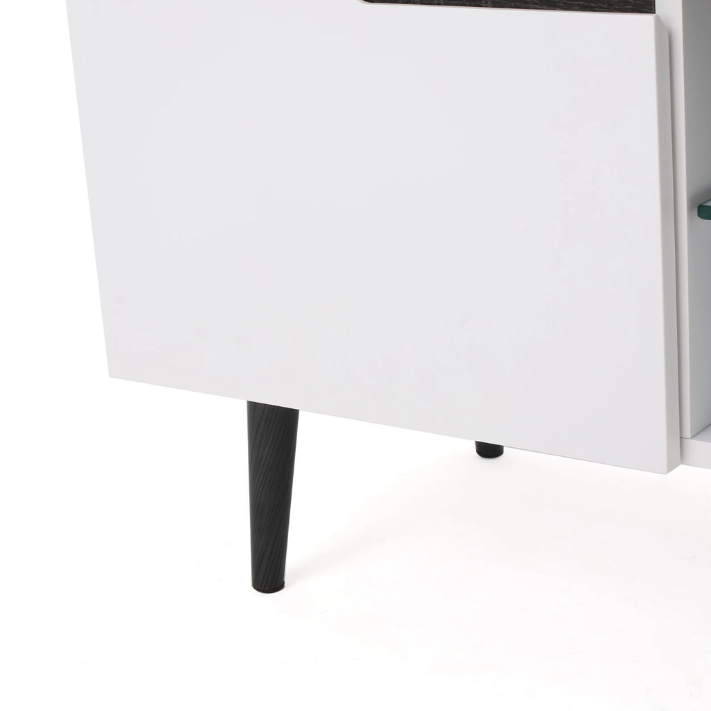 Two-Toned TV Stand with Glass Shelf U421515