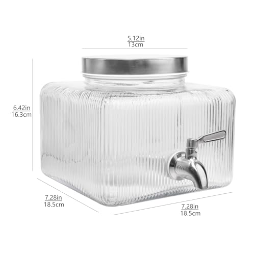 1 Gallon Glass Drink Dispenser with Stand, 2 Pack P667