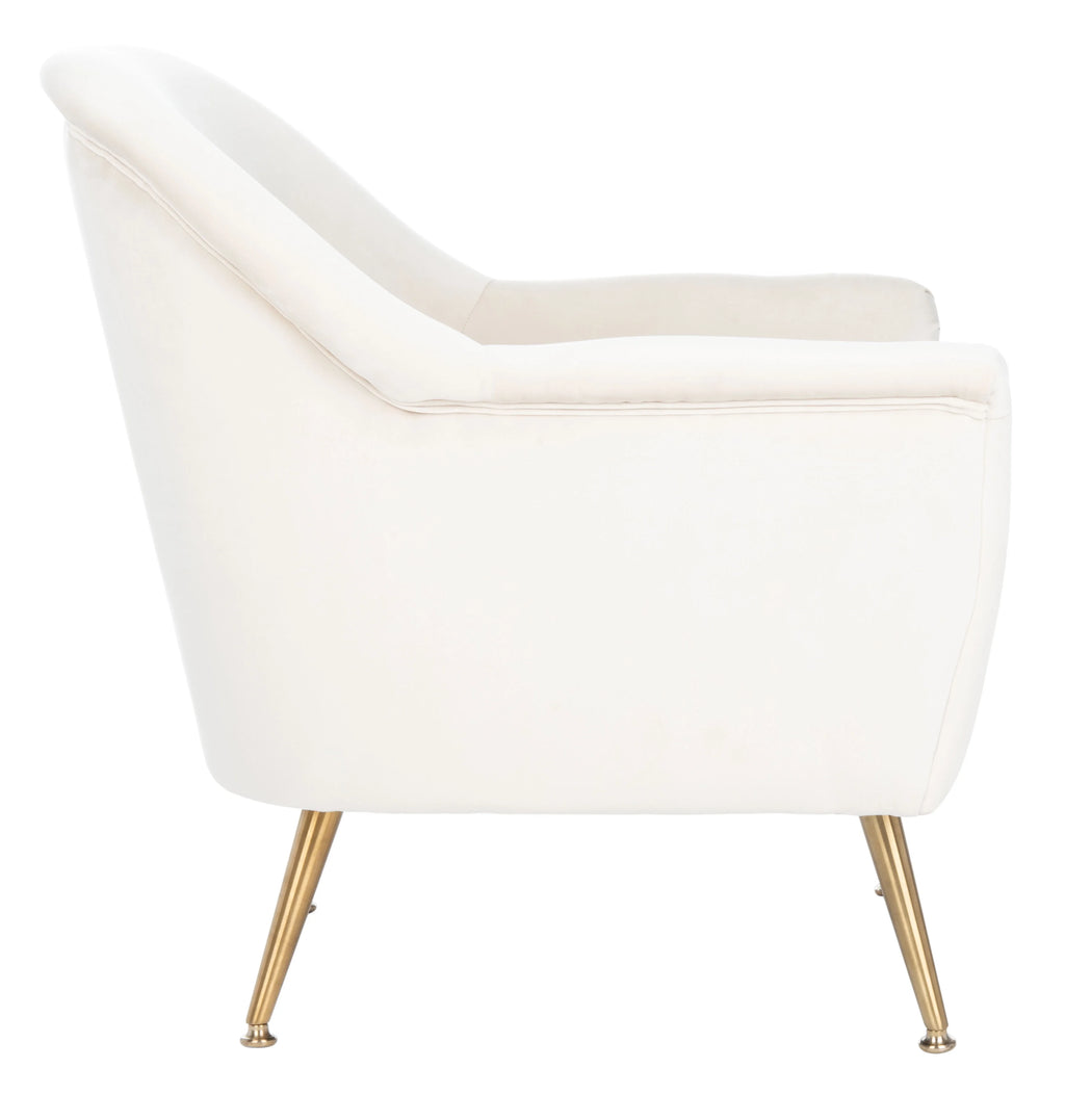Ivory Velvet Upholstered Arm Chairs V83215