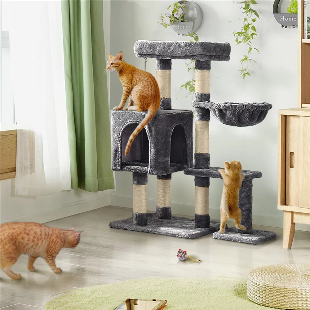 4-Level Plush Cat Tree with Condo, Dark Gray J402