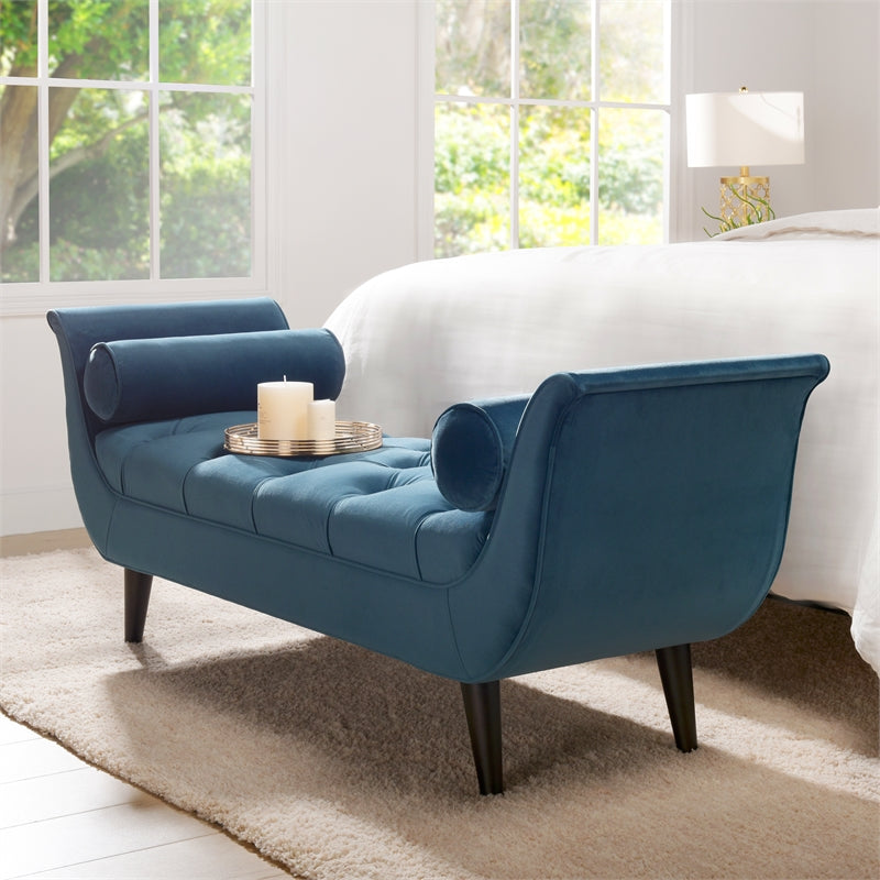 Teal Velvet Tufted Entryway Bench W112553