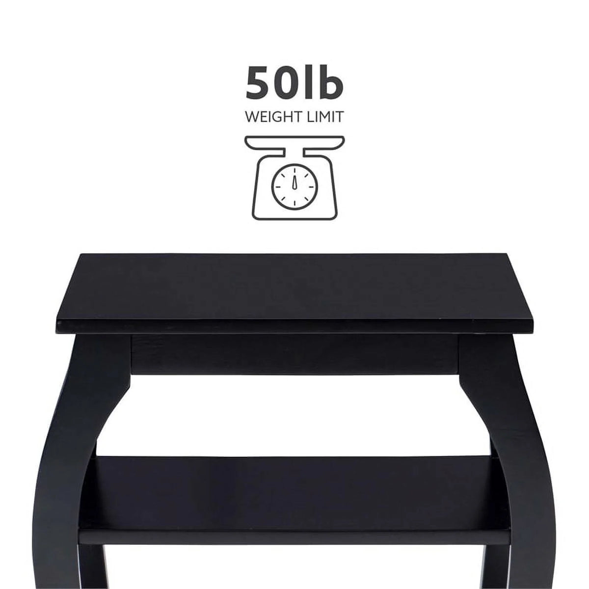 Black Wood Side Table with 2 Shelves H84170