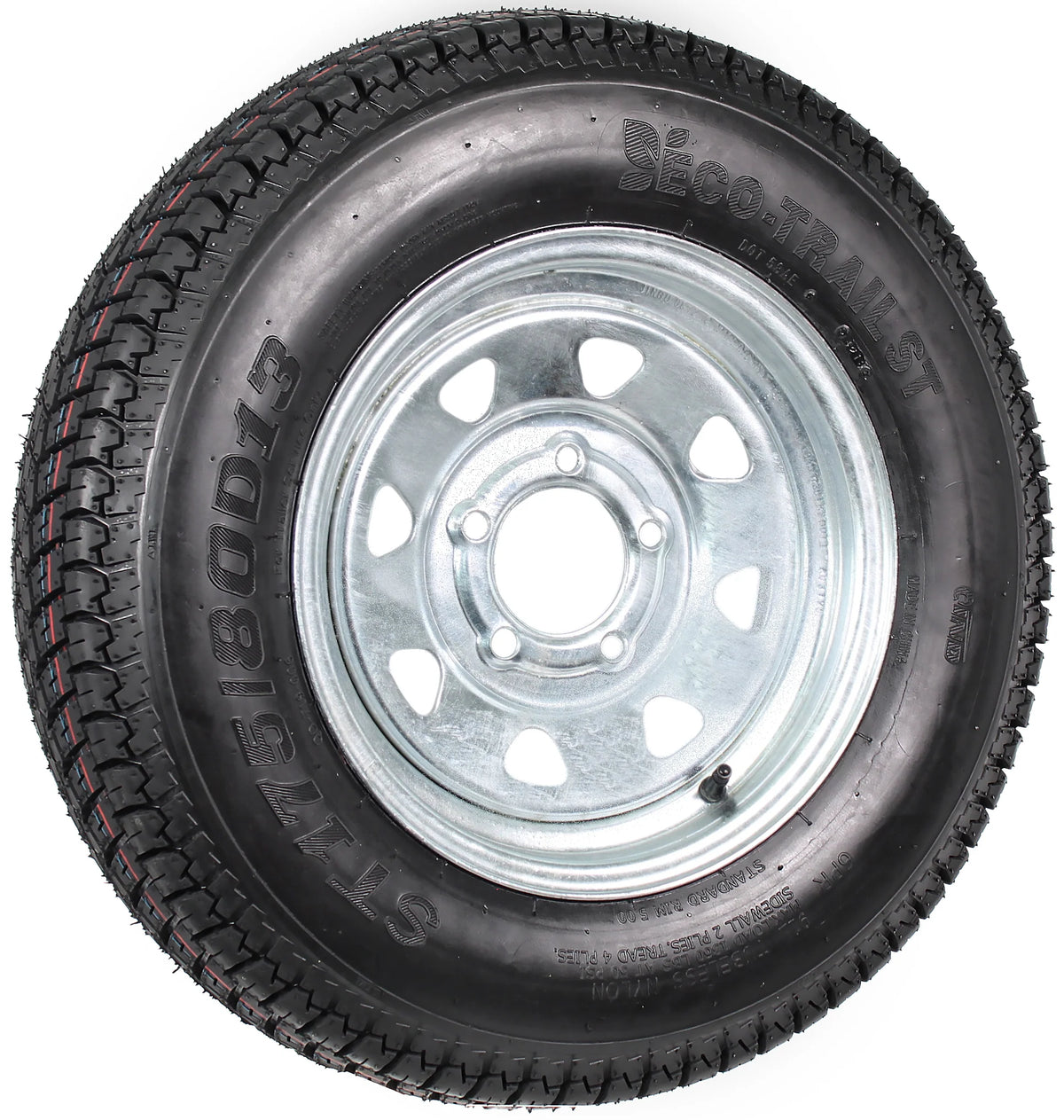13 5 Lug Galvanized Spoke Trailer Tire On Rim V2403
