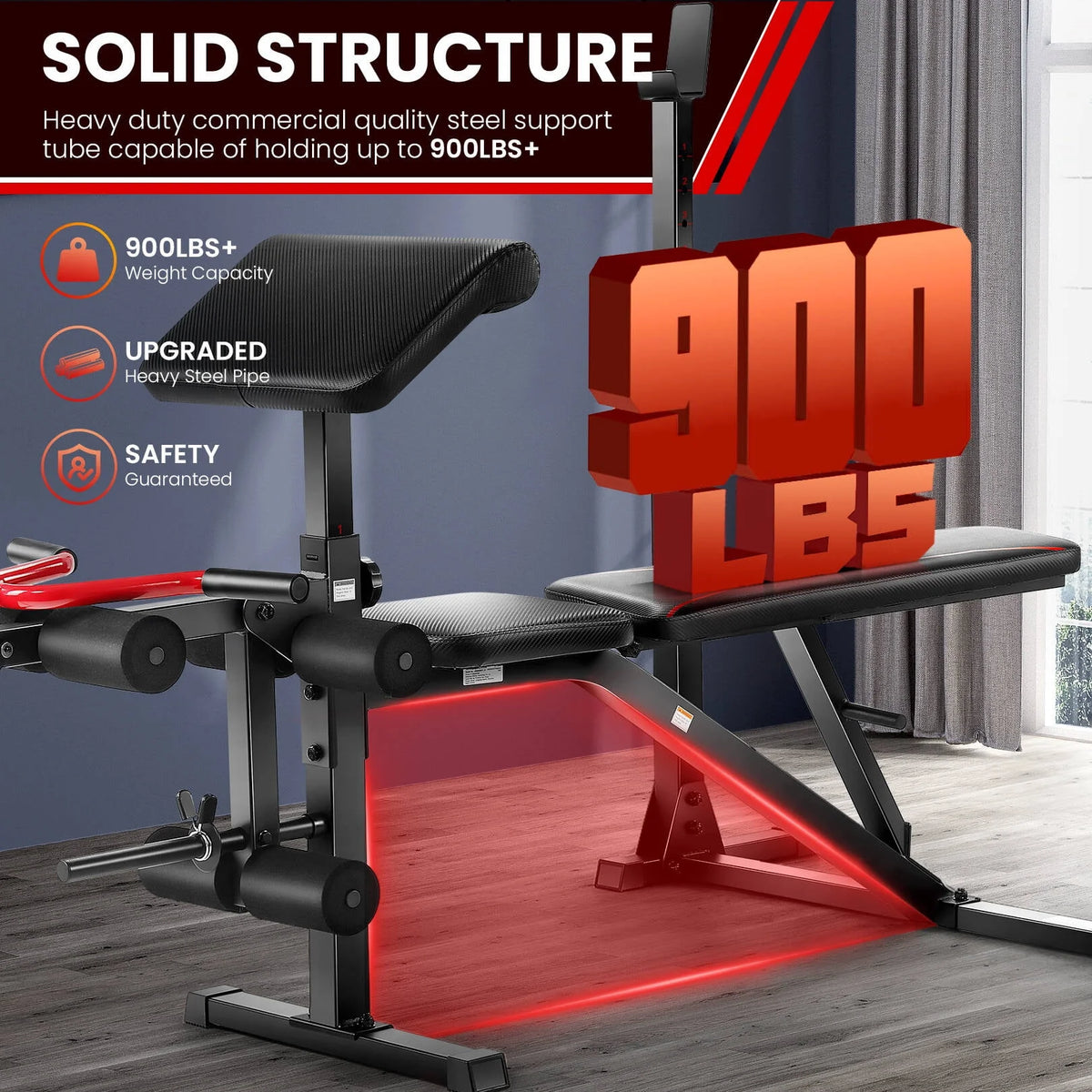 Adjustable Olympic Weight Bench Set with Barbell Rack C75454