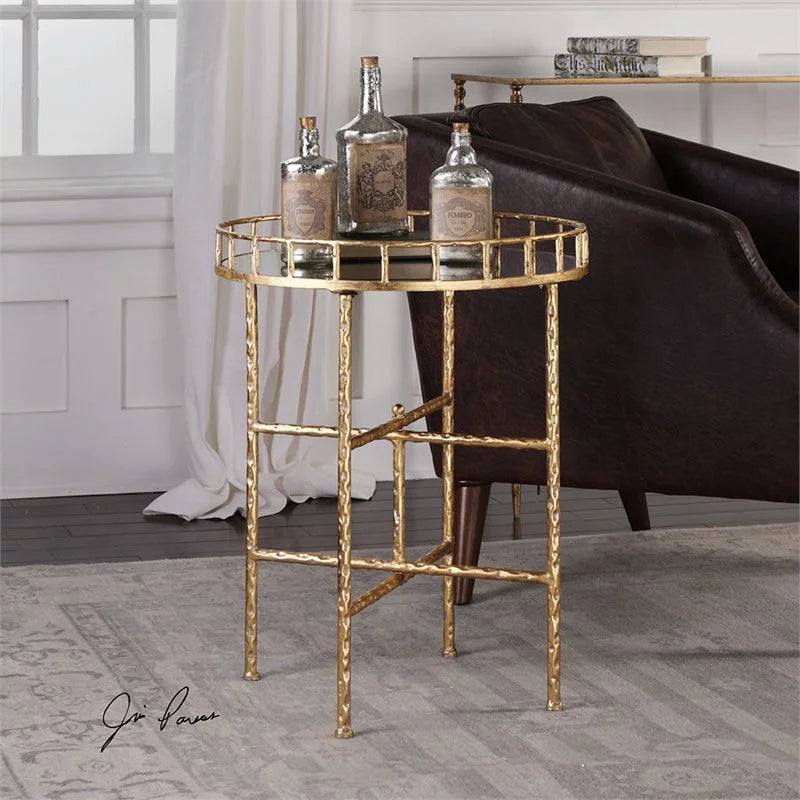20" Round Mirror Top End Table Set of 2 Z344