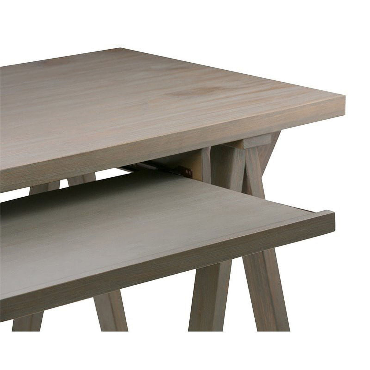 Rustic Solid Wood Computer Desk in Distressed Gray H4356