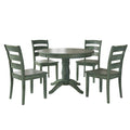 5-Piece Wood Dining Table and 4 Ladder Back Chairs, Dark Sea Green J5852