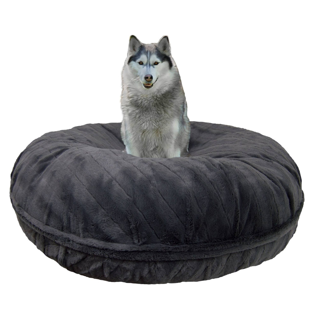 XS Gray Faux Fur Bagel Pet Bed Q129