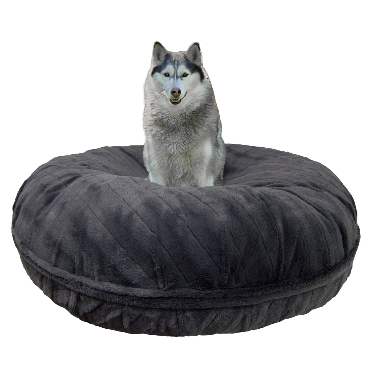 XS Gray Faux Fur Bagel Pet Bed Q129