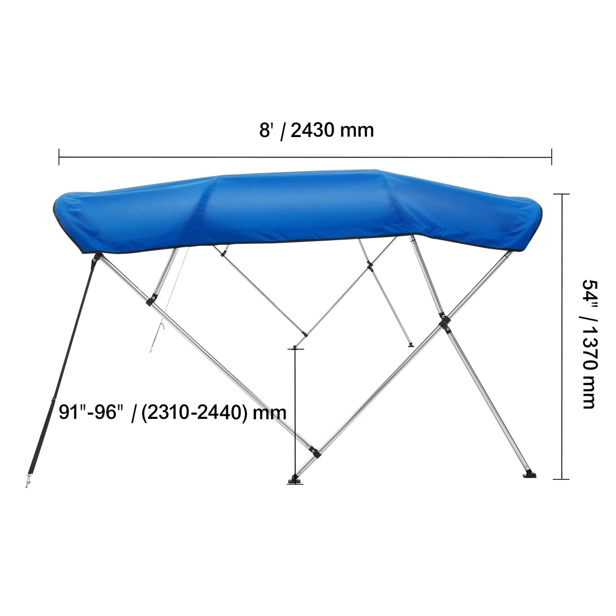 4 Bow Bimini Top Boat Cover 900D Polyester Aluminum Frame 91"-96" W I9483