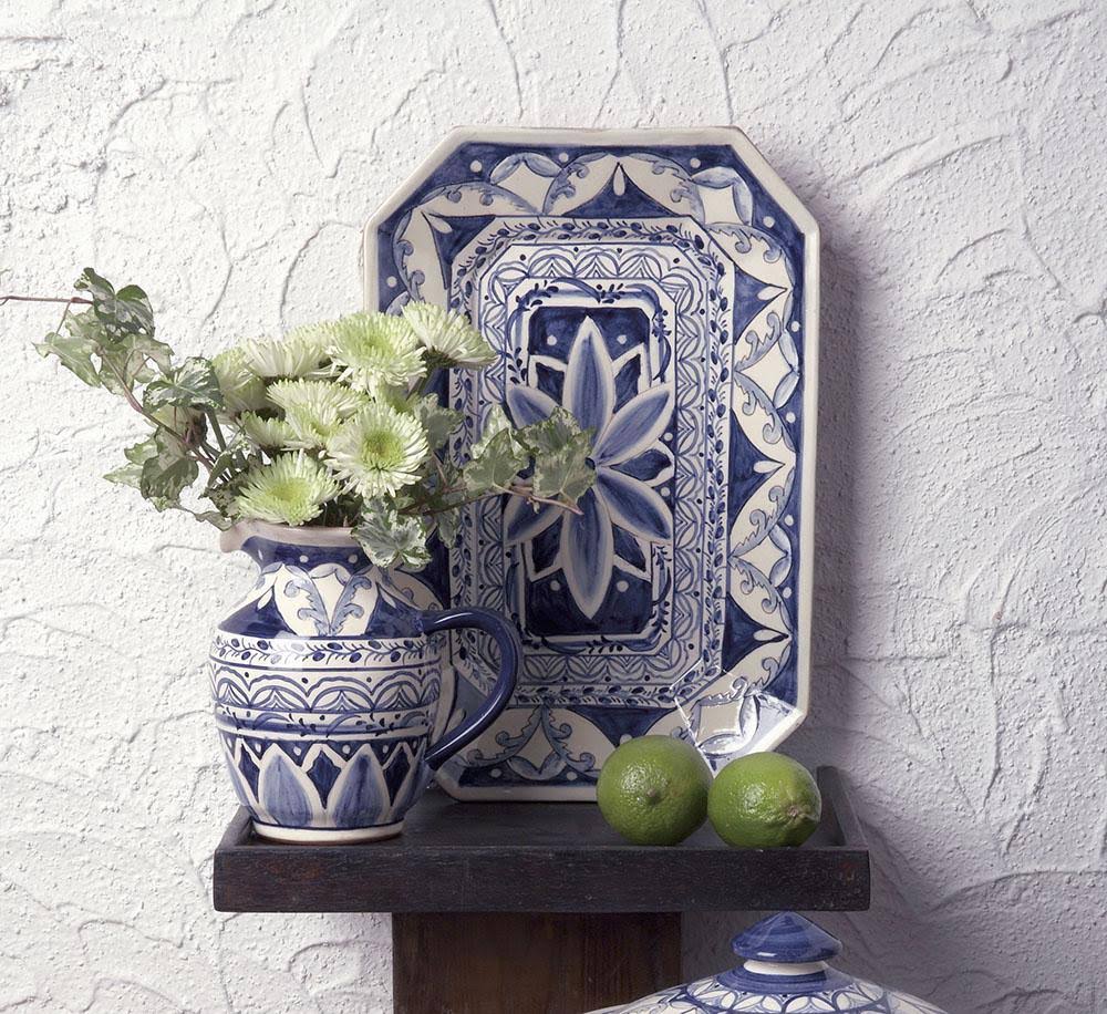 Terracotta Indigo Small Pitcher B1349