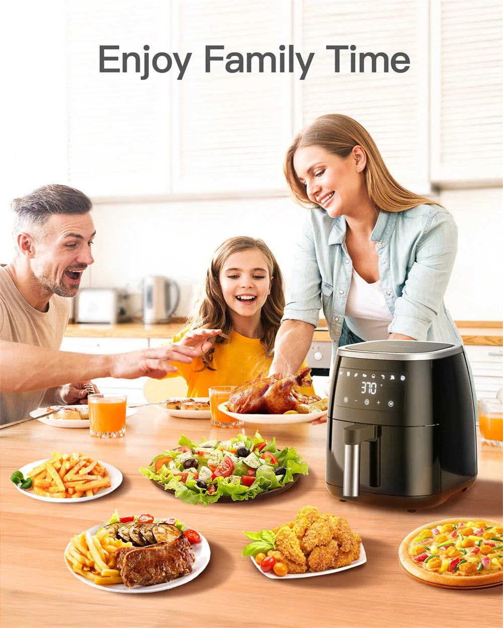 8-in-1 6 Qt Air Fryer with Touch-Screen Panel and Non-Stick Frying Basket W356