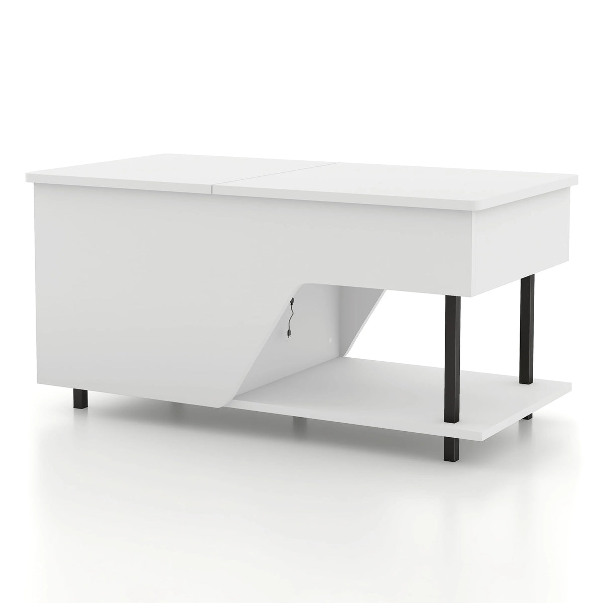 White Lift Top Storage Coffee Table with LED Light P6372