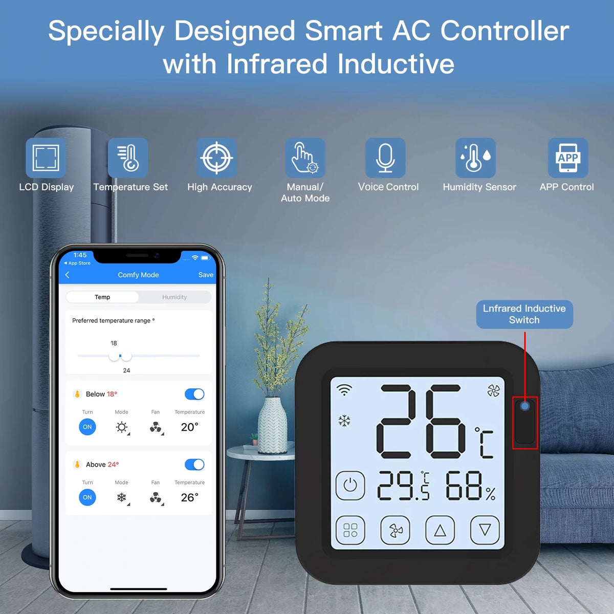 Smart Wifi IR Air Conditioner Controller with LCD Display B40165