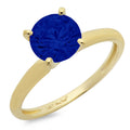 1ct Round Cut Simulated Blue Sapphire 18k Yellow Gold Engagement Ring Size 9.5 D753581