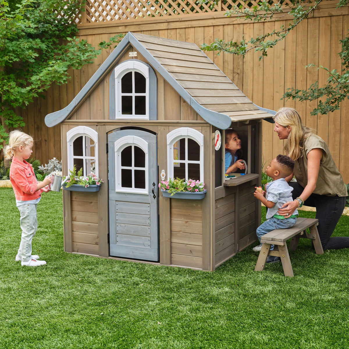 Wooden Outdoor Playhouse with Kitchen K88233