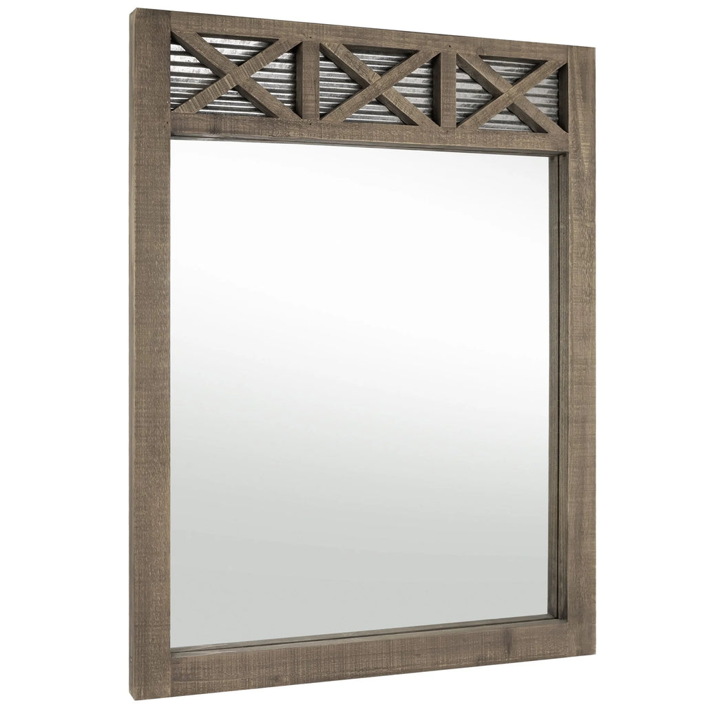 Rustic Farmhouse Mirror with Galvanized Metal – 28" x 34" O1458