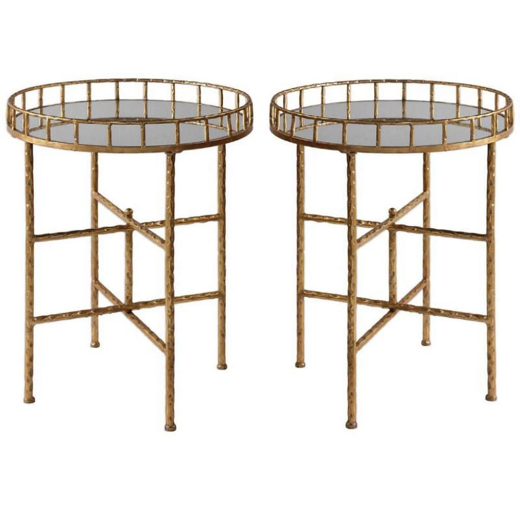 20" Round Mirror Top End Table Set of 2 Z344