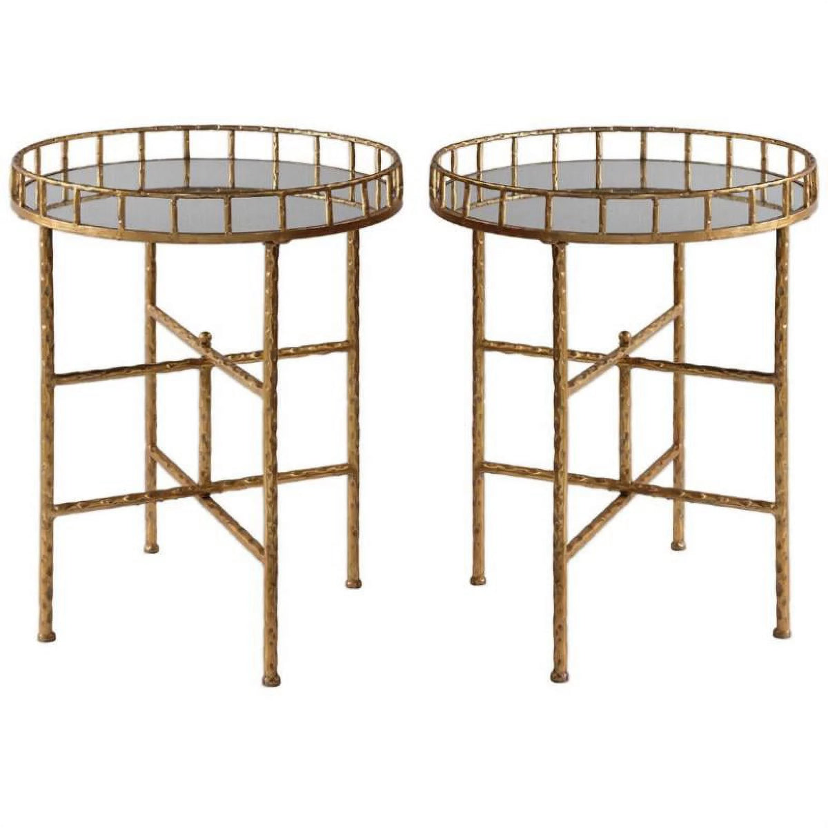 20" Round Mirror Top End Table Set of 2 Z344