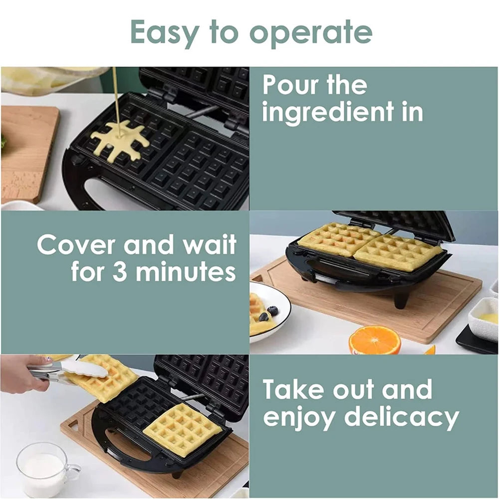 3 in 1 Stainless Steel Sandwich Waffle and Panini Maker T4651