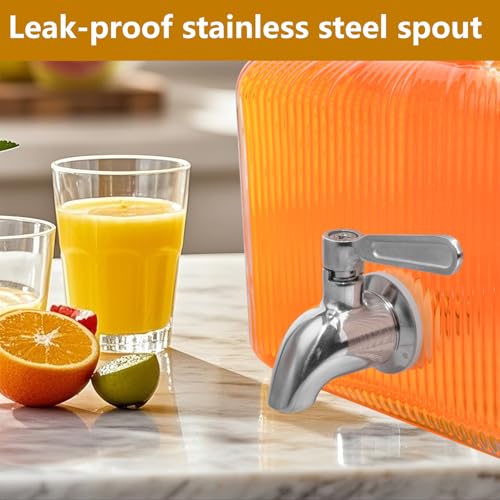 1 Gallon Glass Drink Dispenser with Stand, 2 Pack P667